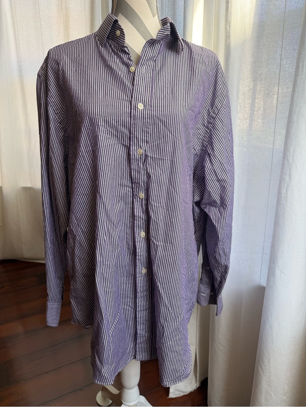 Polo by Ralph Lauren Purple & White Striped Button-Down Shirt